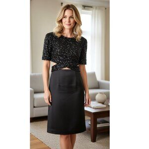 3.1 PHILLIP LIM Black Sequined Embellished Cutout Dress Women's Size 8 NWOT